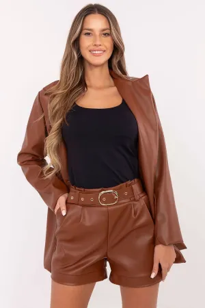 Elegant women's eco leather shorts