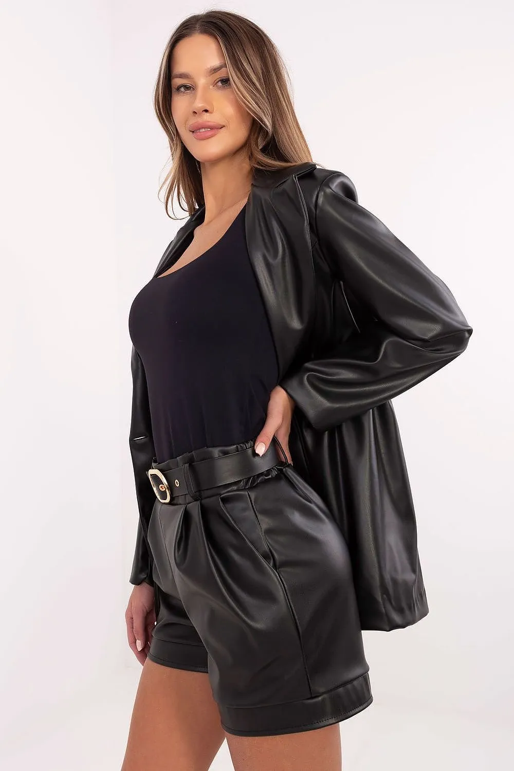 Elegant women's eco leather shorts