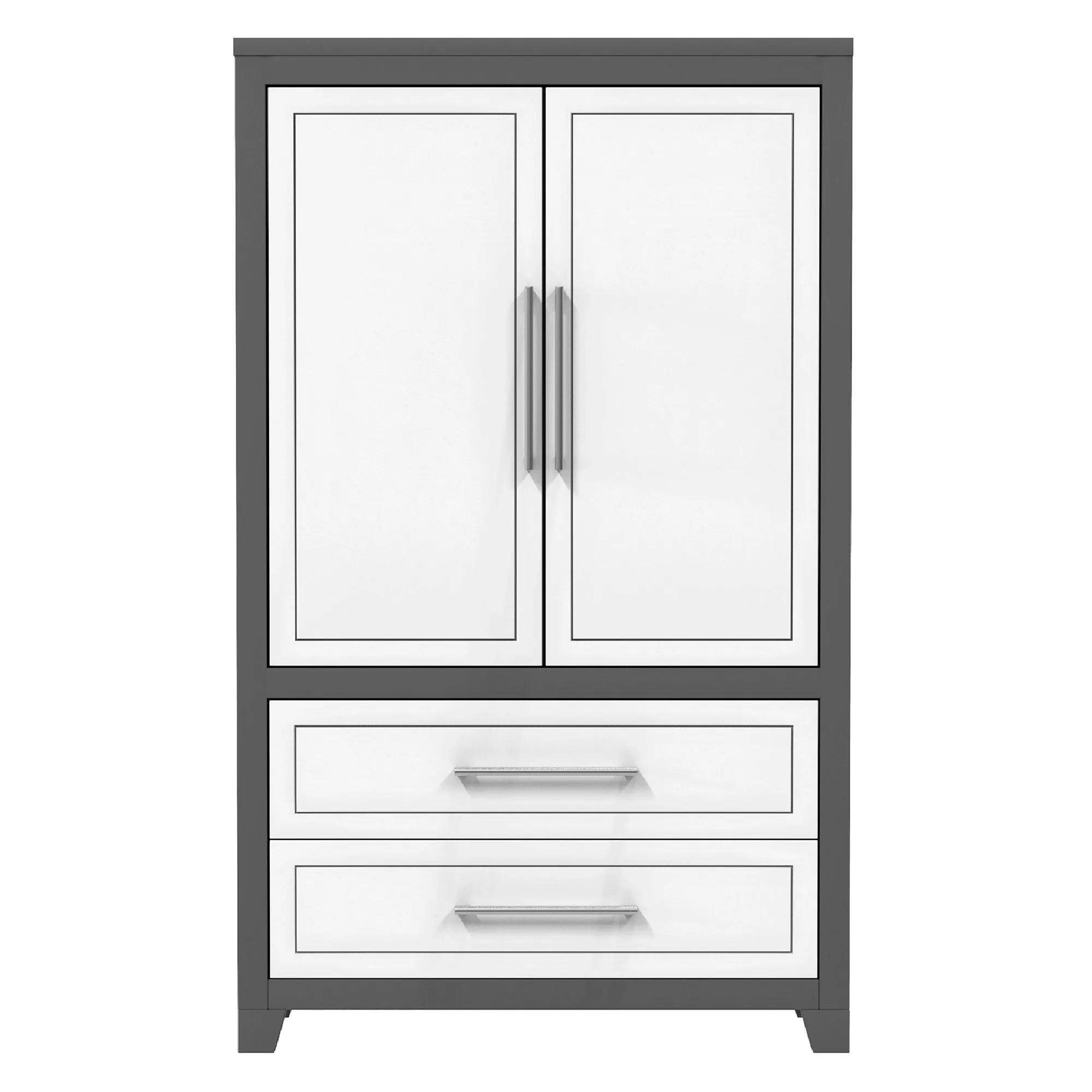 emma armoire storage organizer - shelves with 2 drawers home decor, dark grey & white