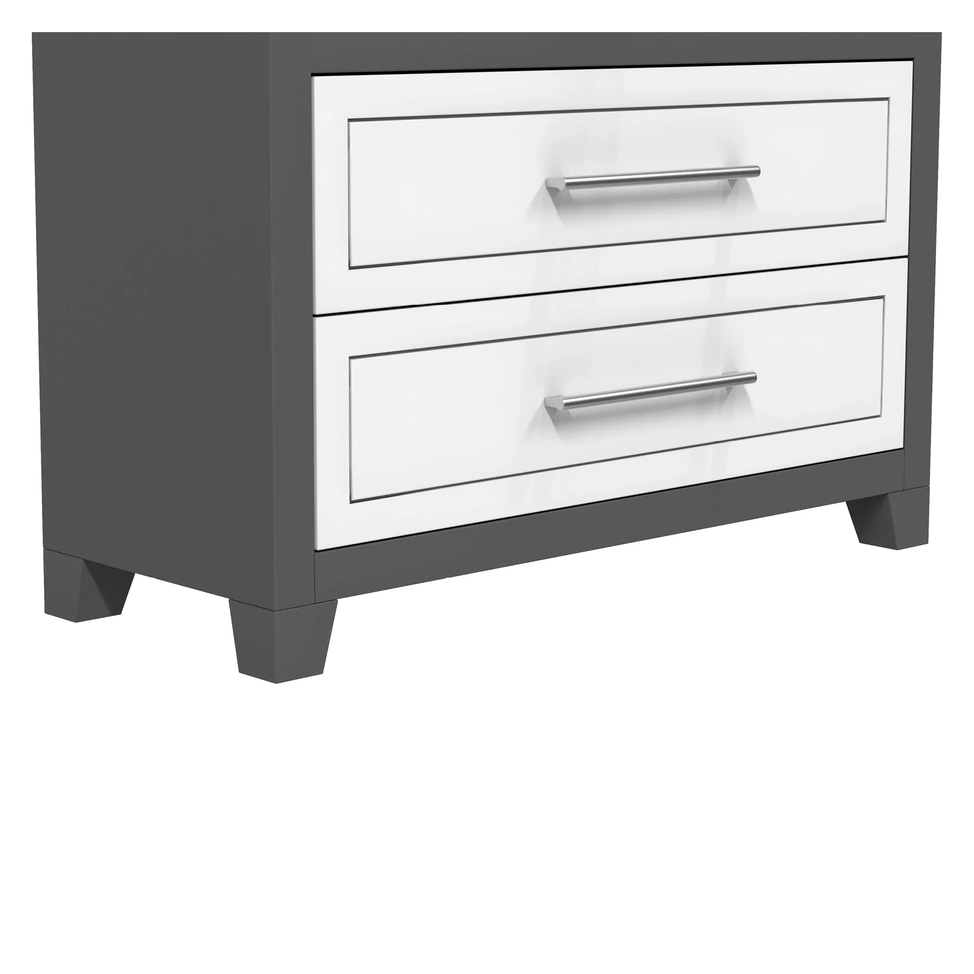 emma armoire storage organizer - shelves with 2 drawers home decor, dark grey & white