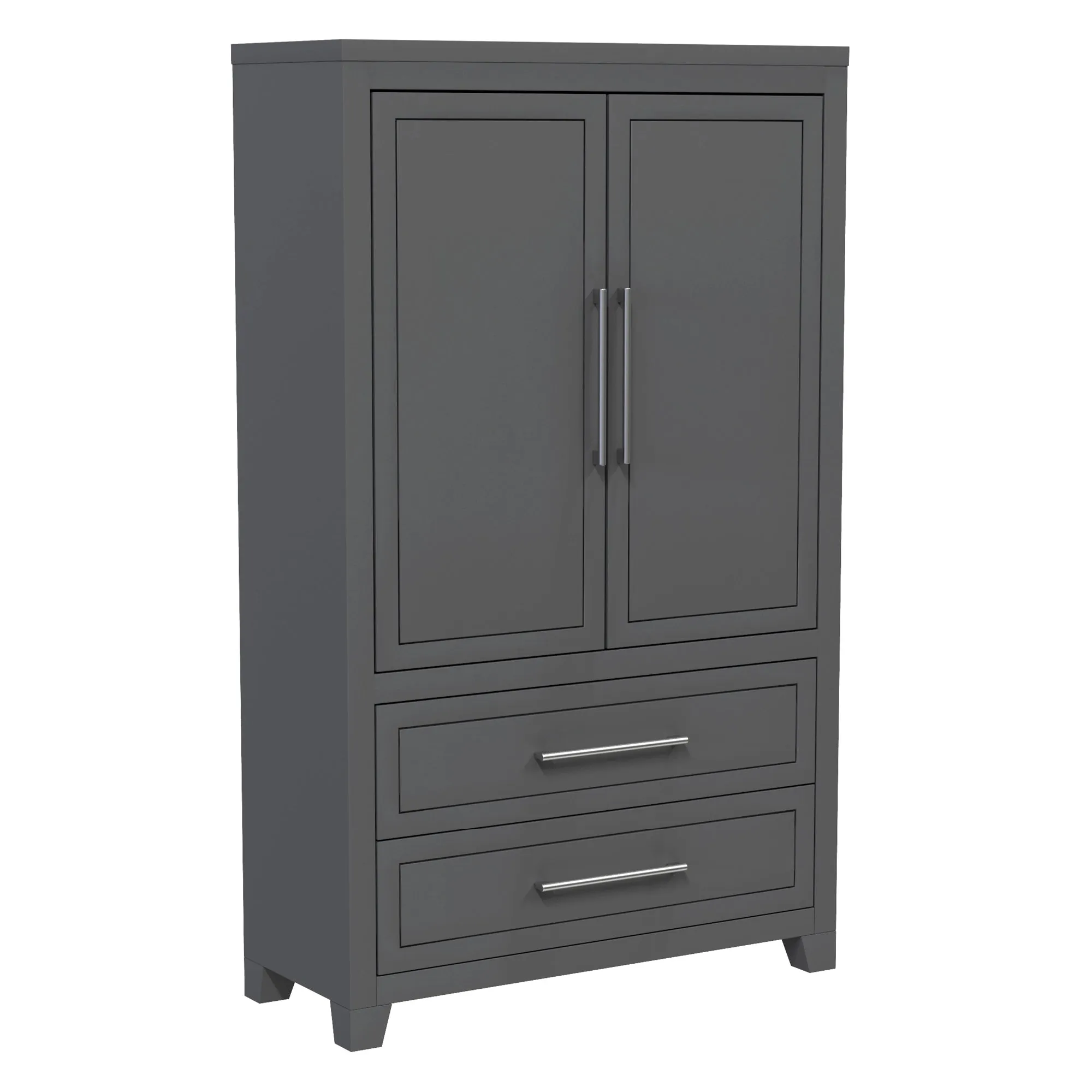 emma armoire storage organizer - shelves with 2 drawers home decor, dark grey
