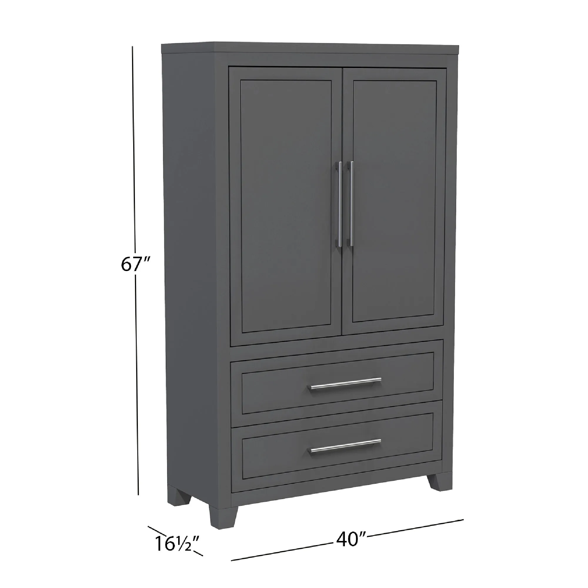 emma armoire storage organizer - shelves with 2 drawers home decor, dark grey