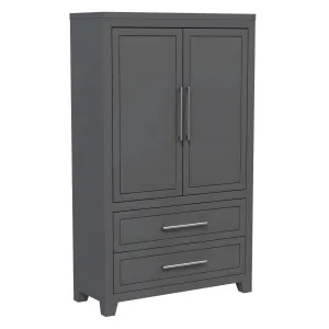 emma armoire storage organizer - shelves with 2 drawers home decor, dark grey