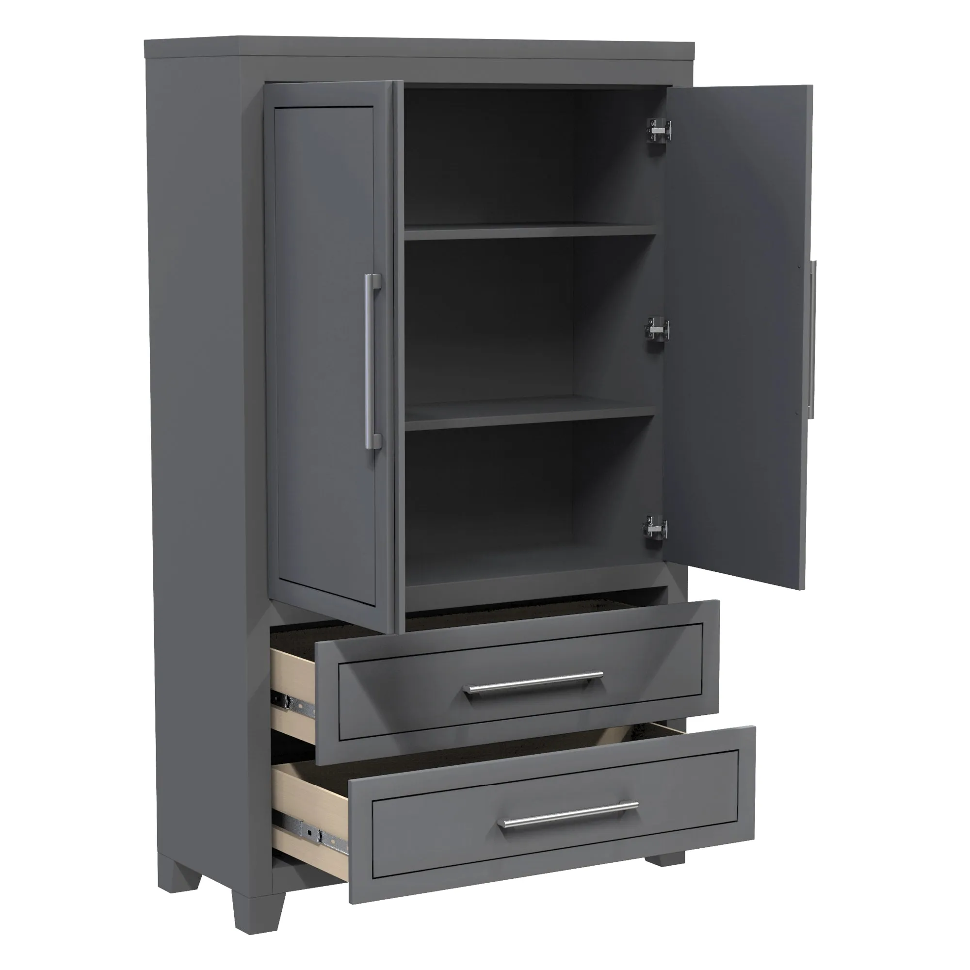 emma armoire storage organizer - shelves with 2 drawers home decor, dark grey