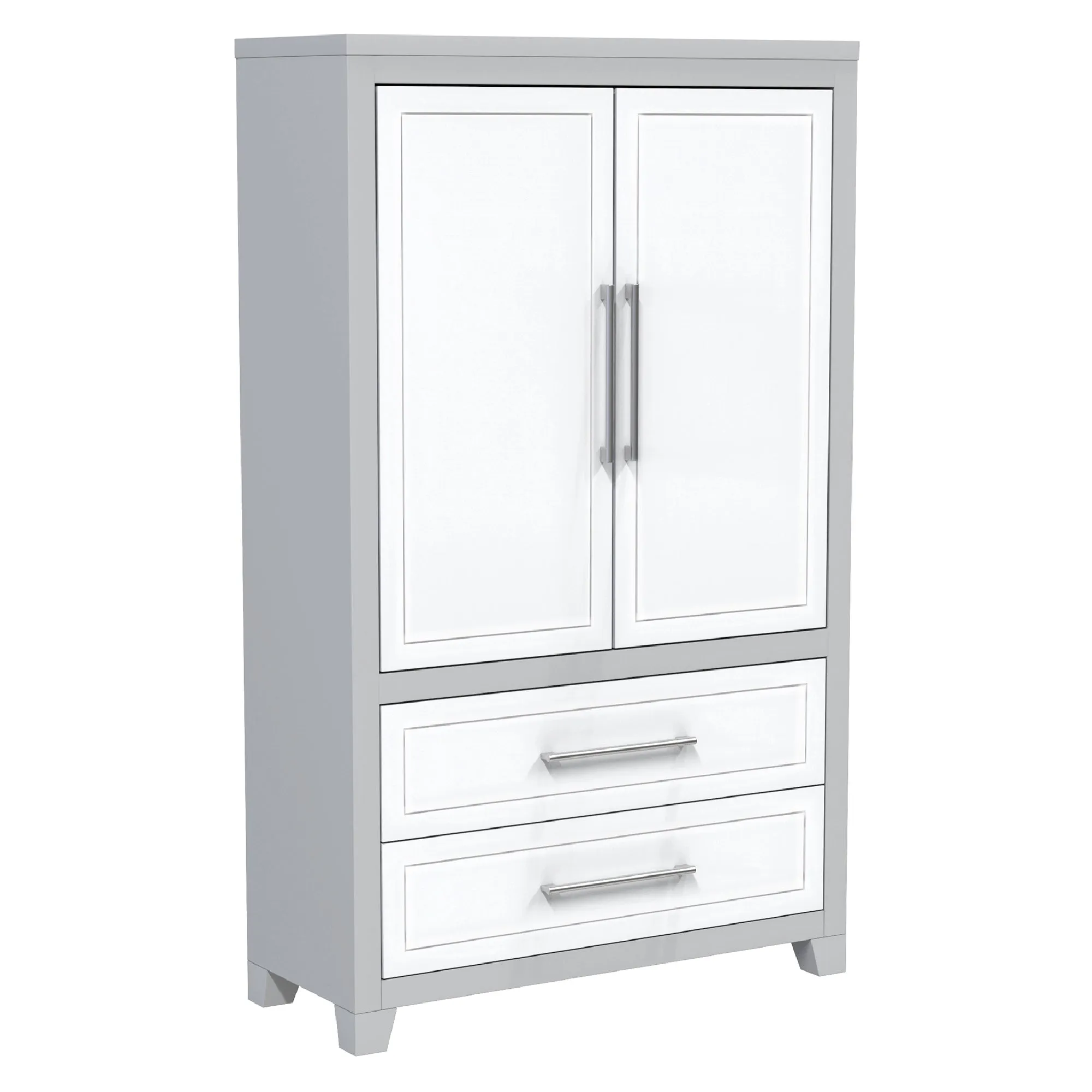 emma armoire storage organizer - shelves with 2 drawers home decor, grey & white