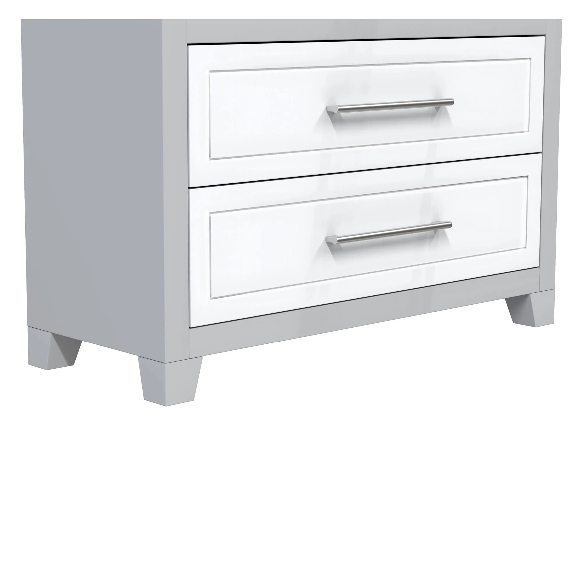 emma armoire storage organizer - shelves with 2 drawers home decor, grey & white