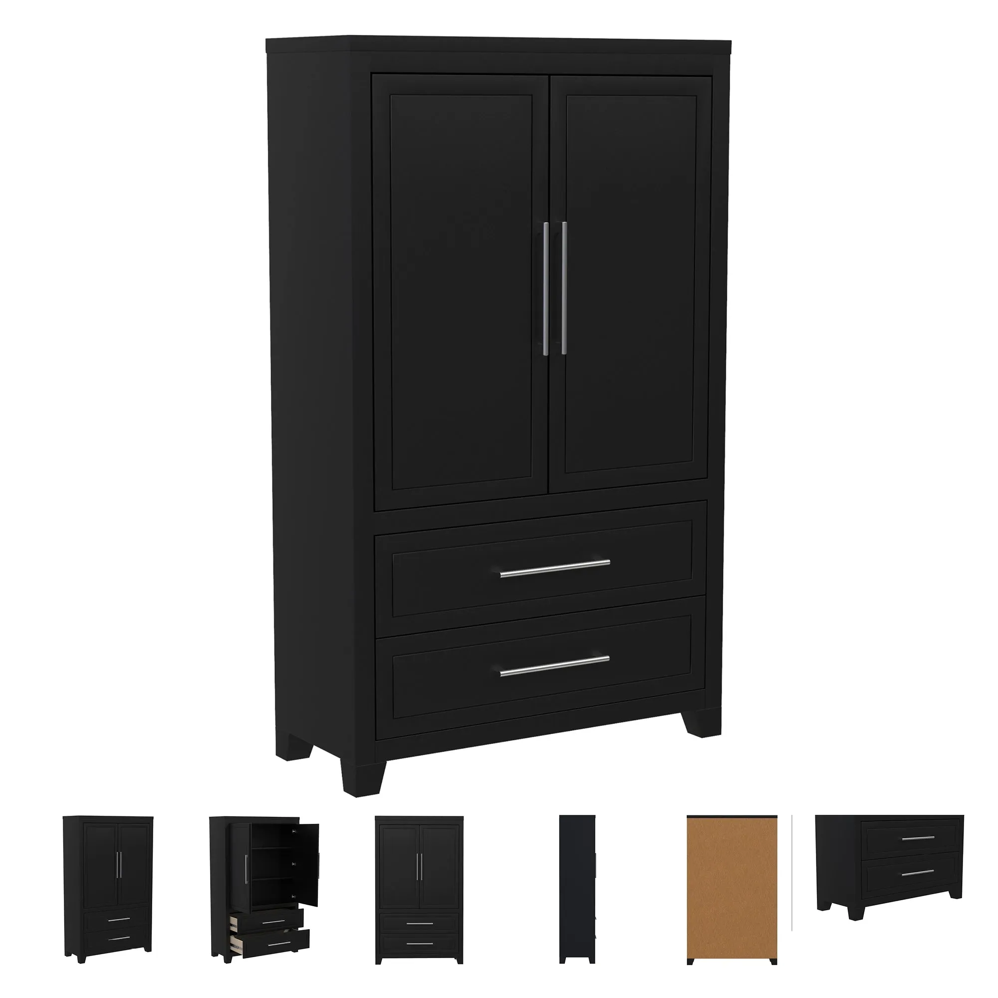 emma armoire storage organizer - shelves with 2 drawers home decor, java