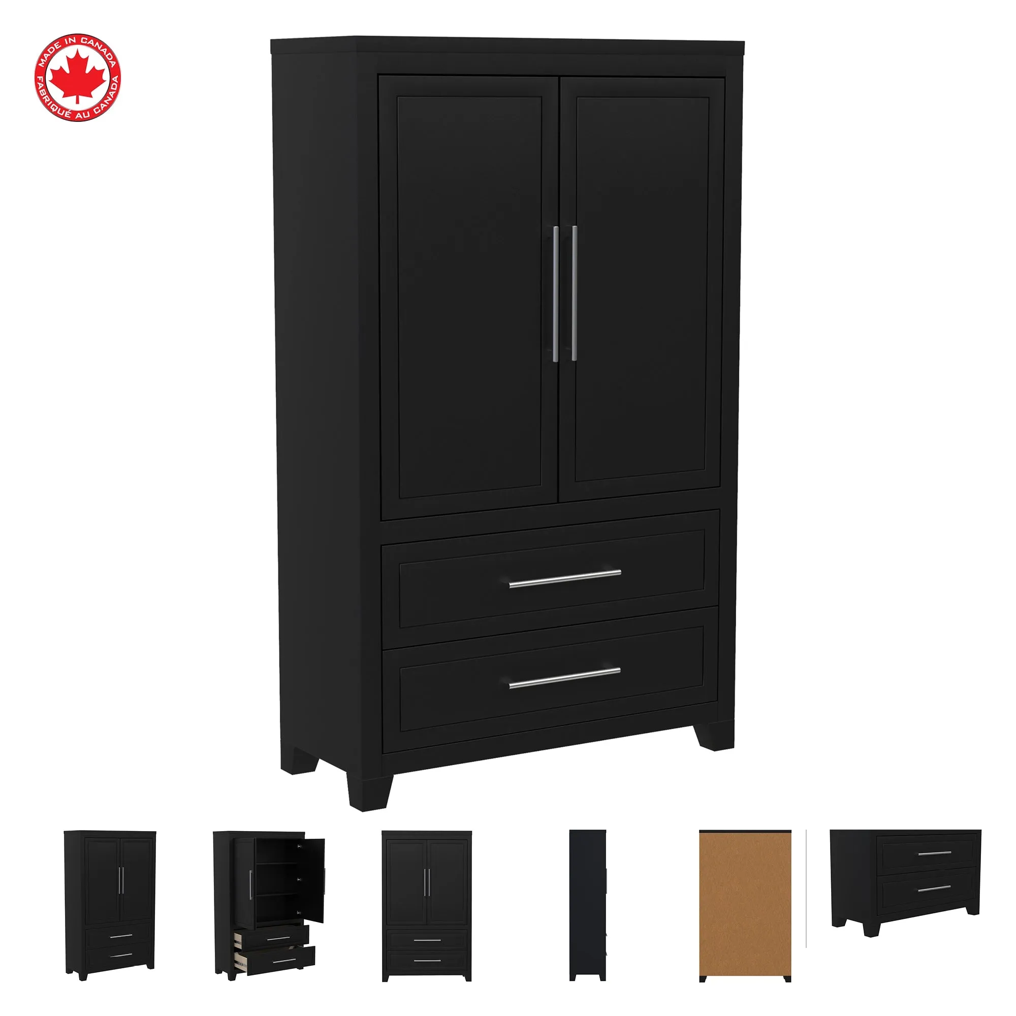emma armoire storage organizer - shelves with 2 drawers home decor, java