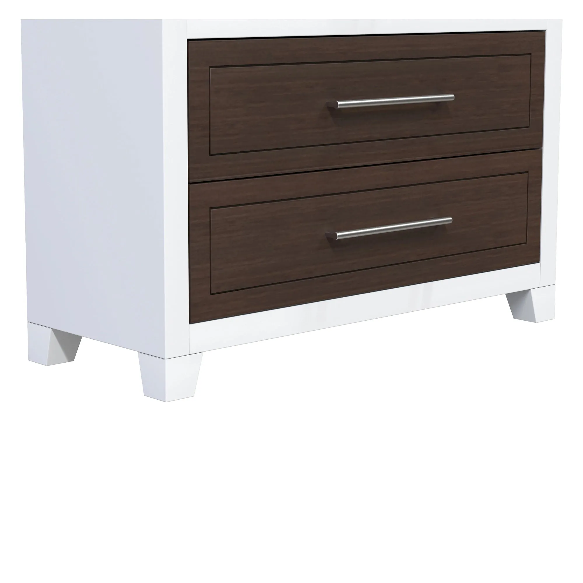 emma armoire storage organizer - shelves with 2 drawers home decor, white & walnut