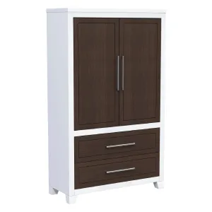emma armoire storage organizer - shelves with 2 drawers home decor, white & walnut