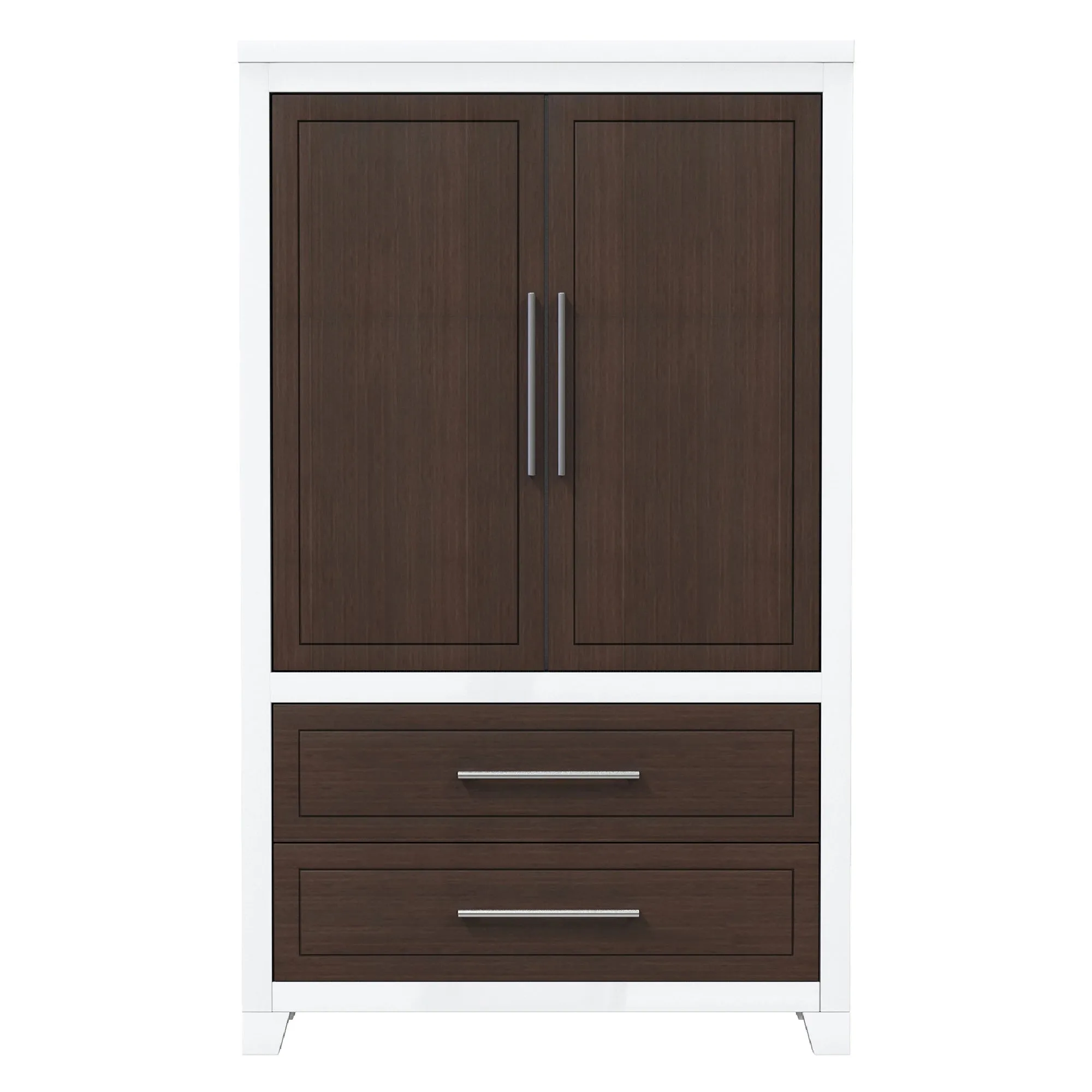 emma armoire storage organizer - shelves with 2 drawers home decor, white & walnut
