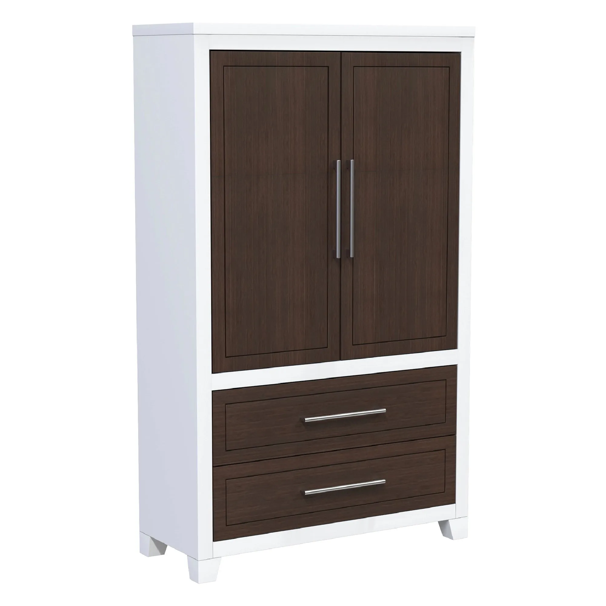 emma armoire storage organizer - shelves with 2 drawers home decor, white & walnut