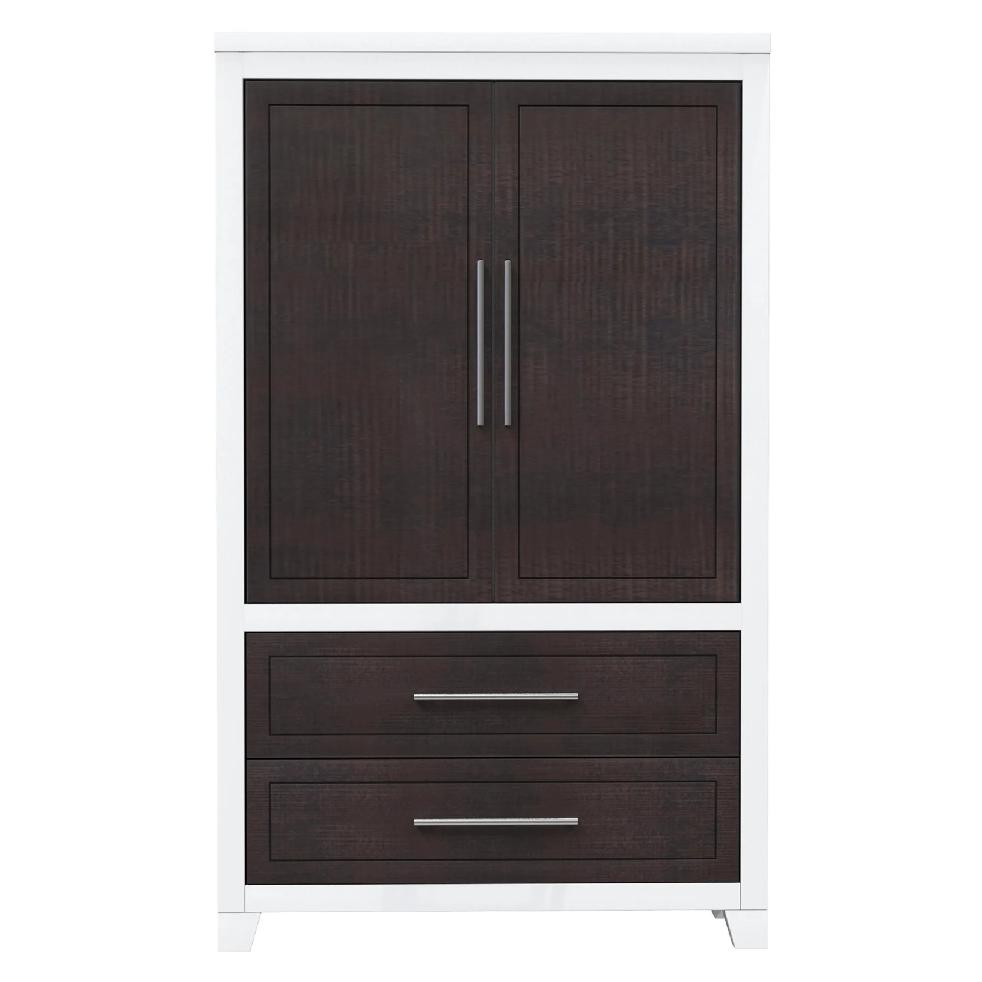 emma armoire storage organizer - shelves with 2 drawers home decor, white & wood barn