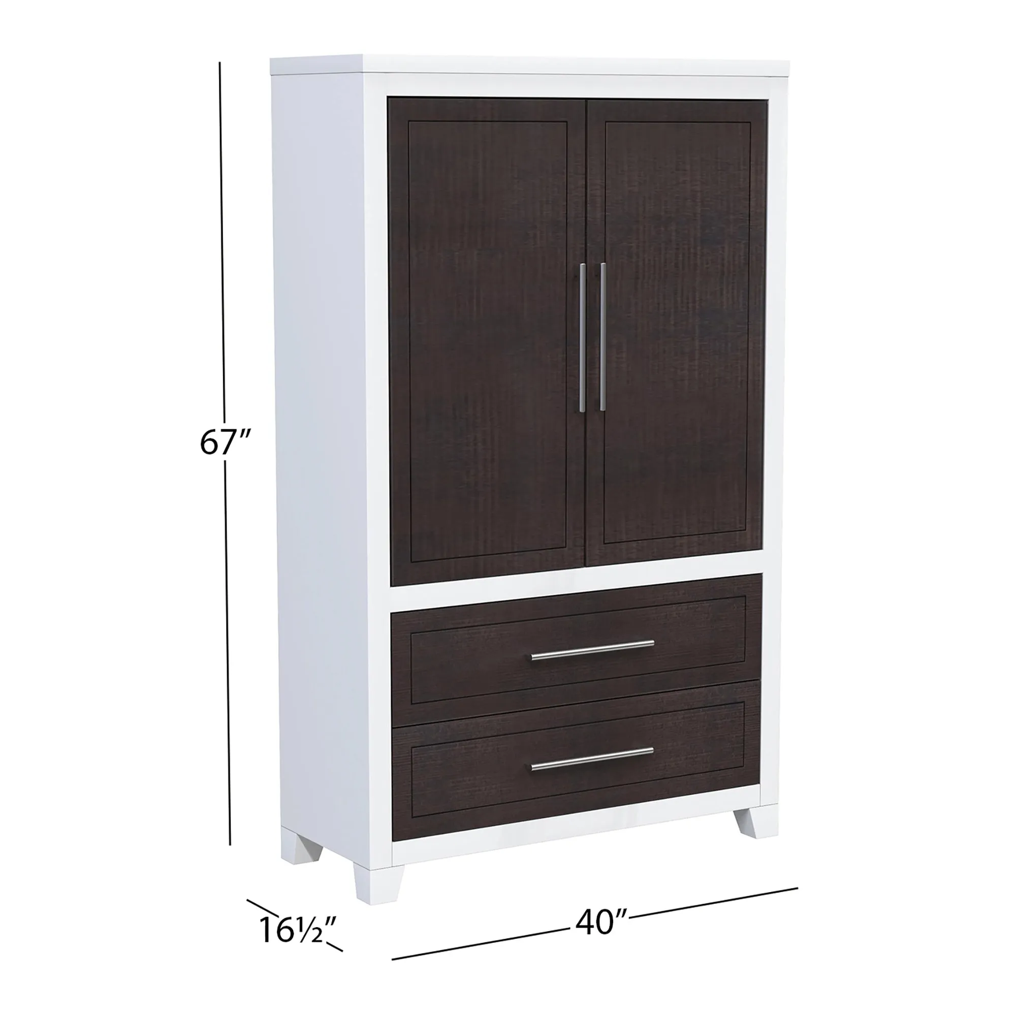 emma armoire storage organizer - shelves with 2 drawers home decor, white & wood barn