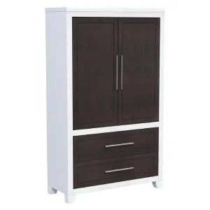 emma armoire storage organizer - shelves with 2 drawers home decor, white & wood barn