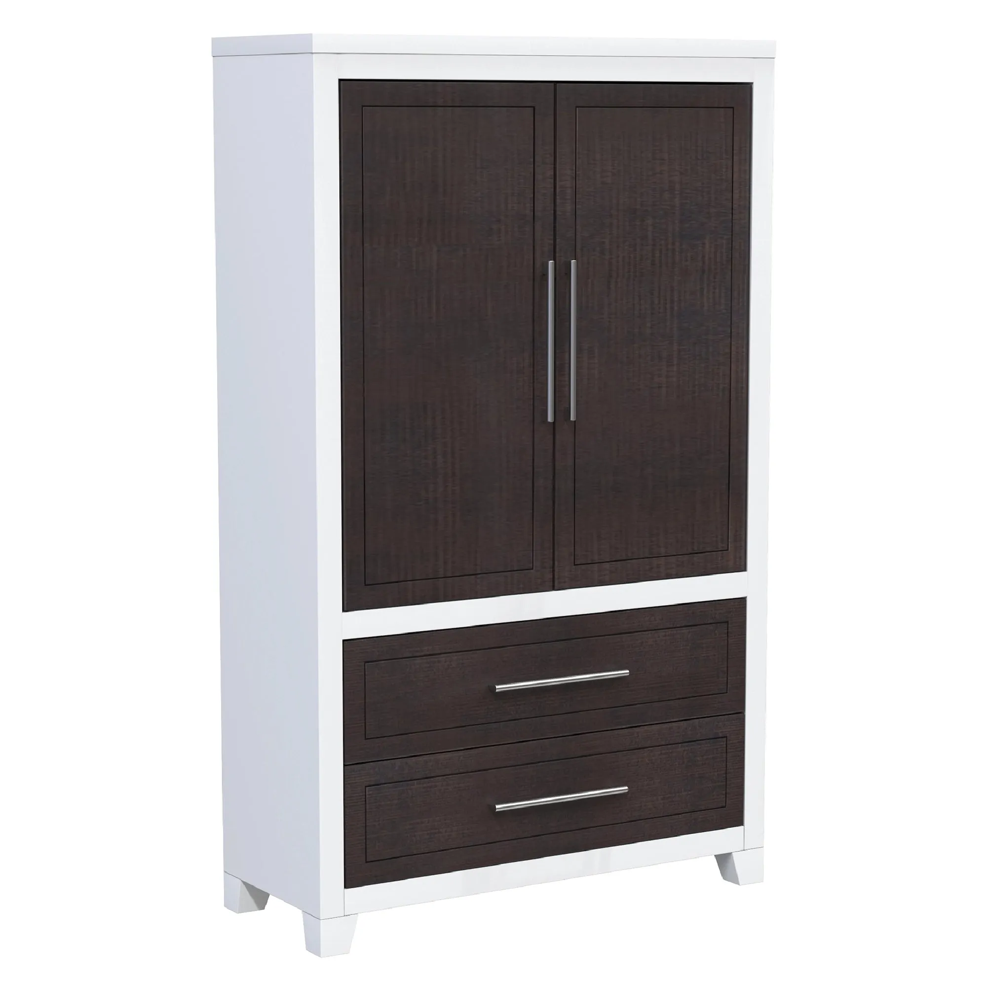 emma armoire storage organizer - shelves with 2 drawers home decor, white & wood barn