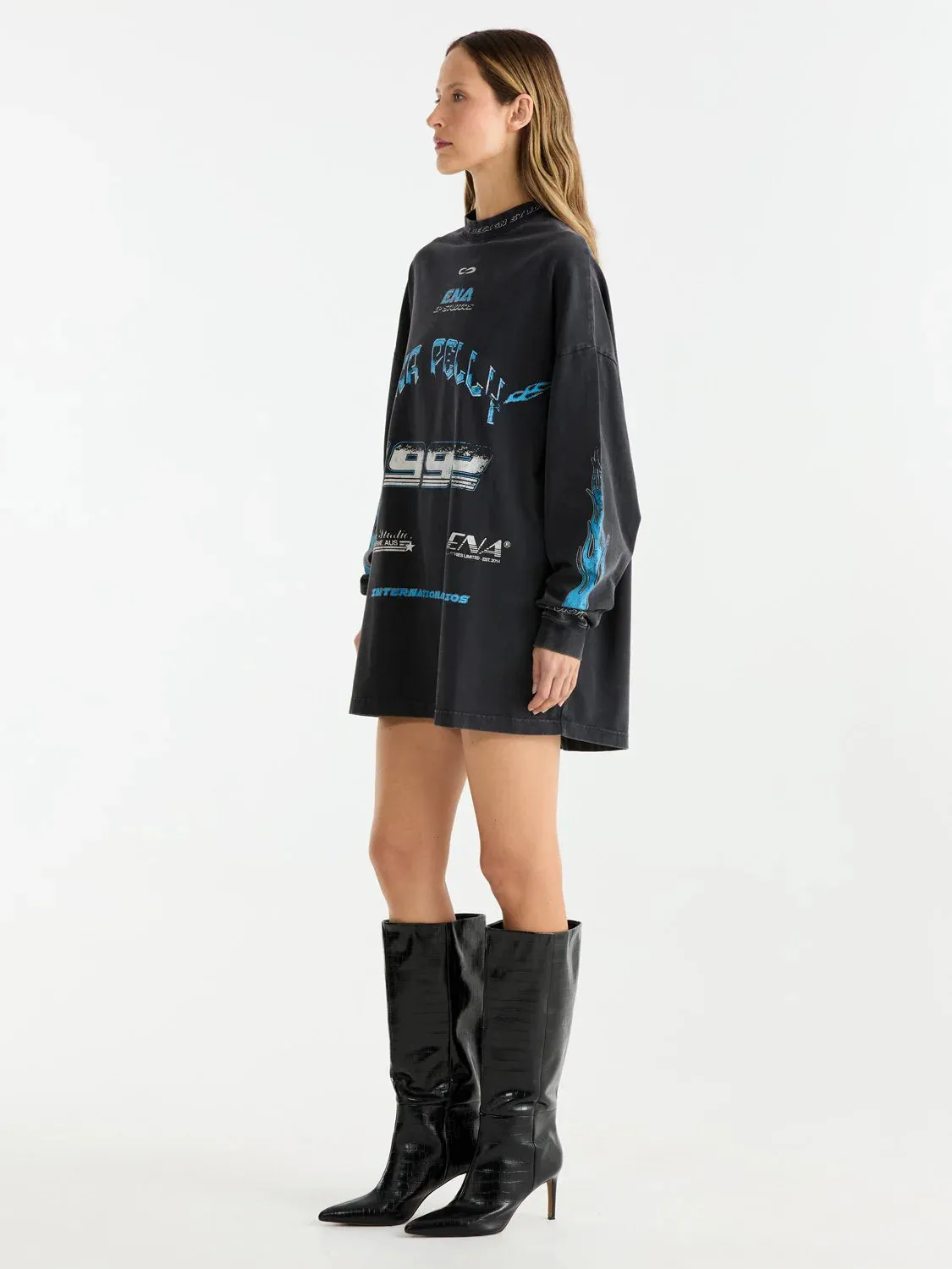 ENA Pelly II SPEEDWAY Tee Dress - Washed Black