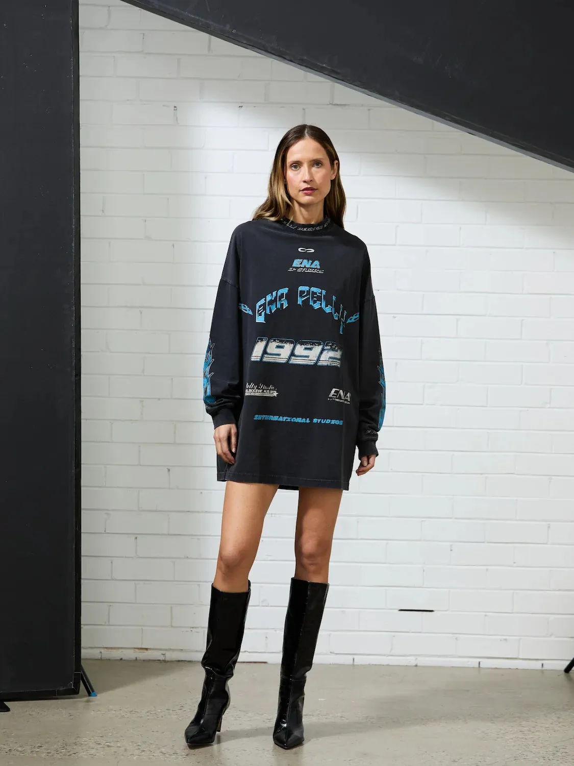 ENA Pelly II SPEEDWAY Tee Dress - Washed Black