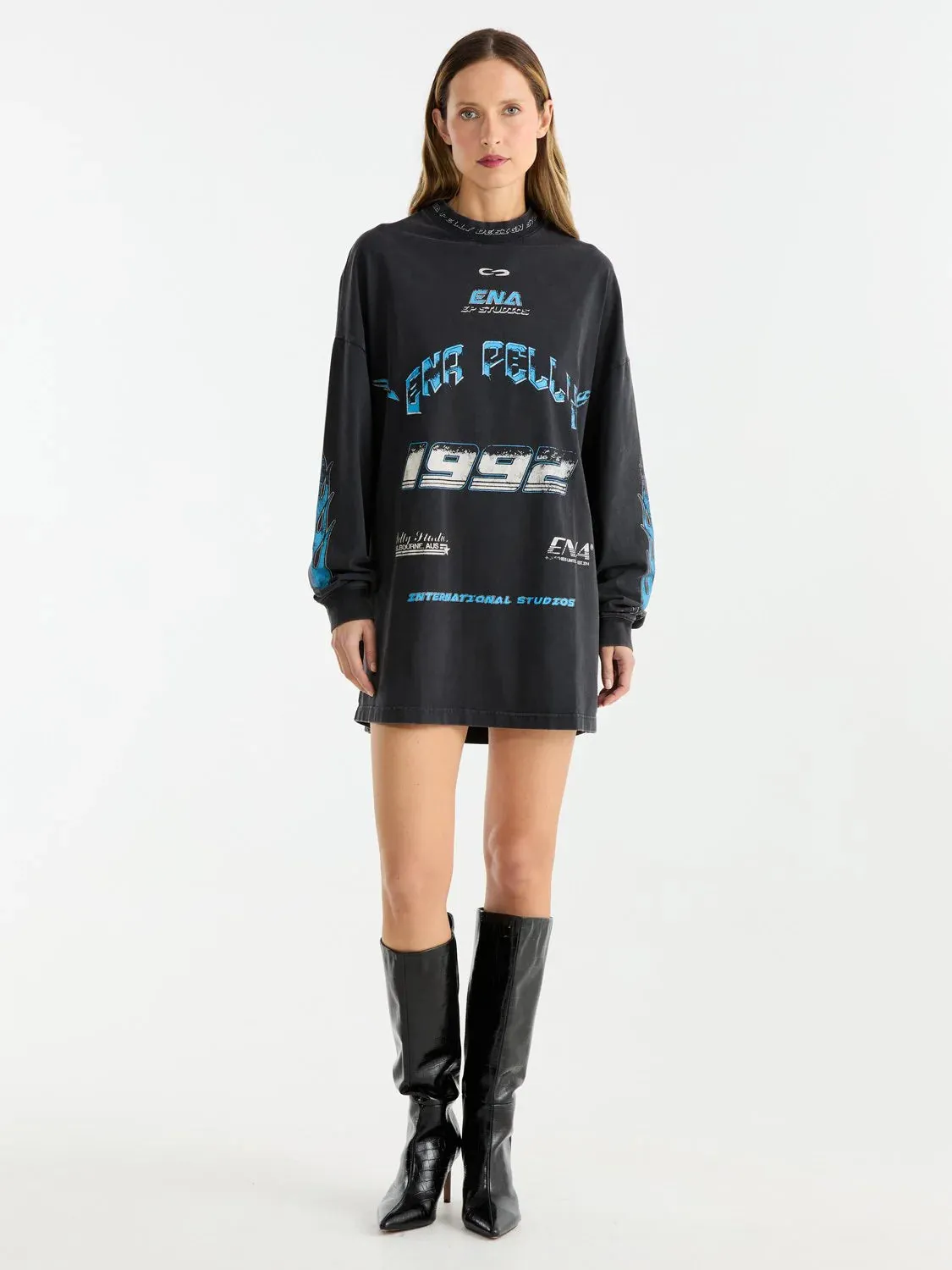 ENA Pelly II SPEEDWAY Tee Dress - Washed Black