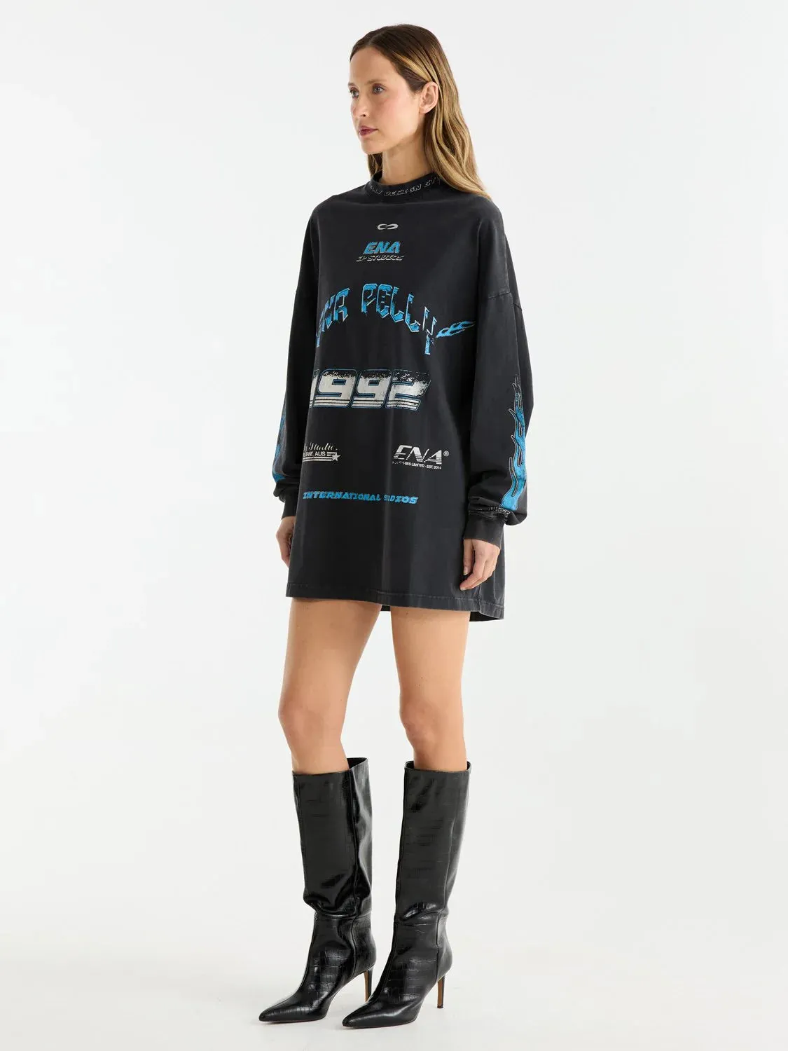 ENA Pelly II SPEEDWAY Tee Dress - Washed Black