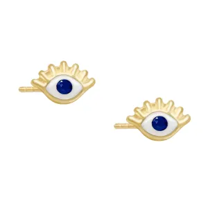 Enamel Eye Stud Earring 14K