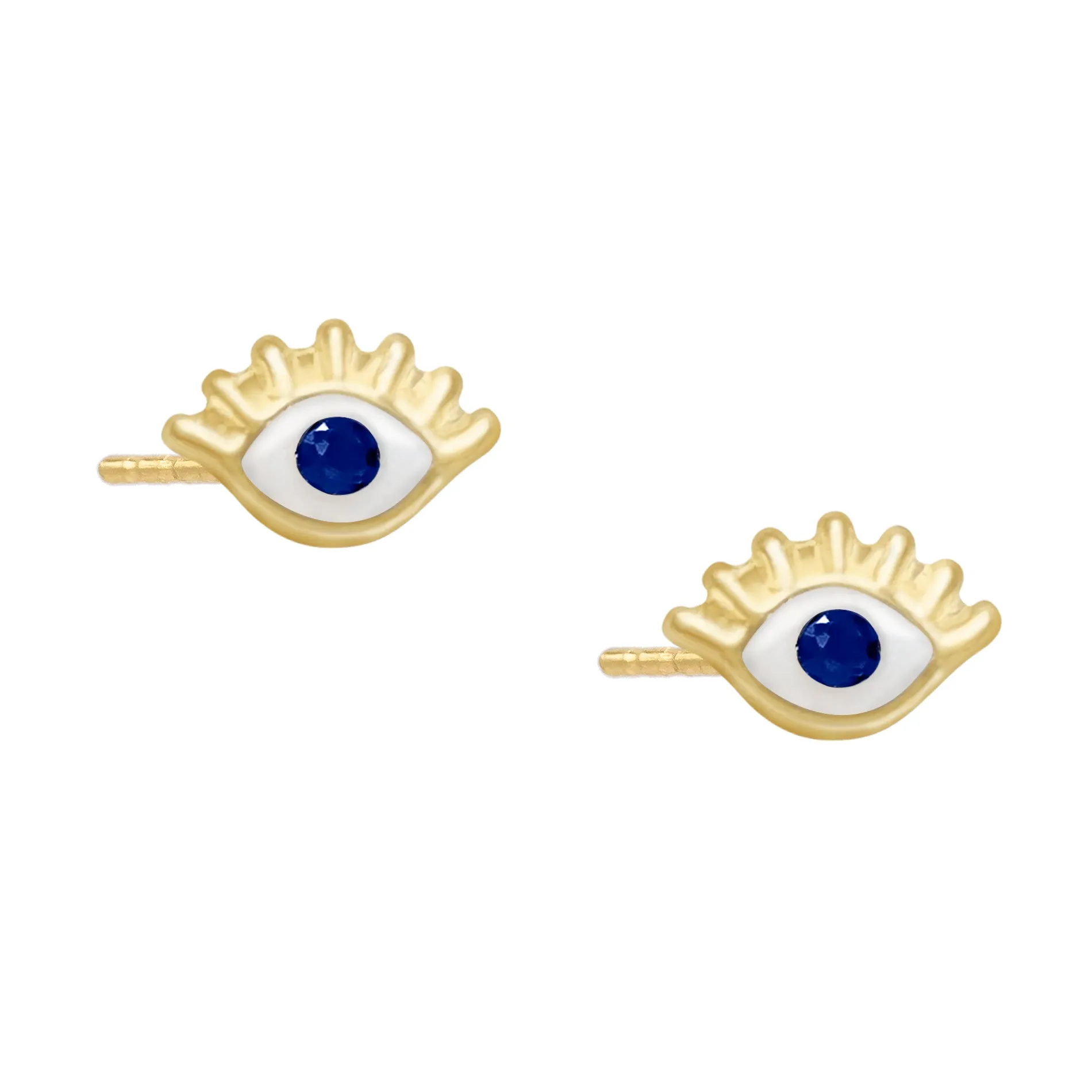 Enamel Eye Stud Earring 14K