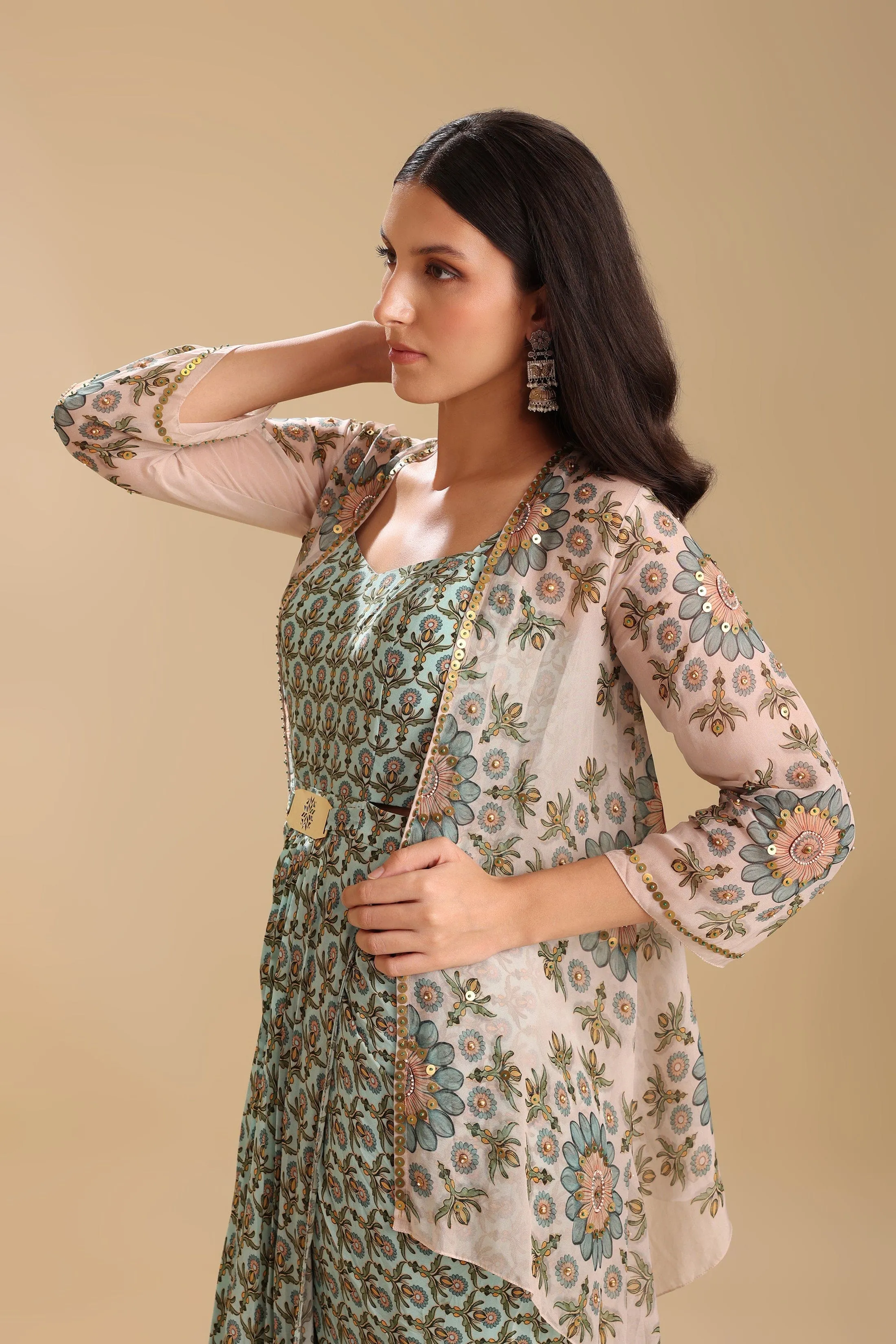Eraya Embellished Drape Dress Set