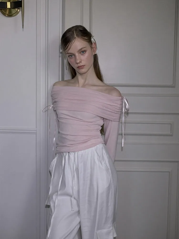 Ethereal Ribbon Off-Shoulder Top