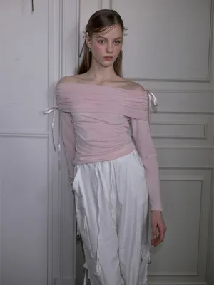 Ethereal Ribbon Off-Shoulder Top