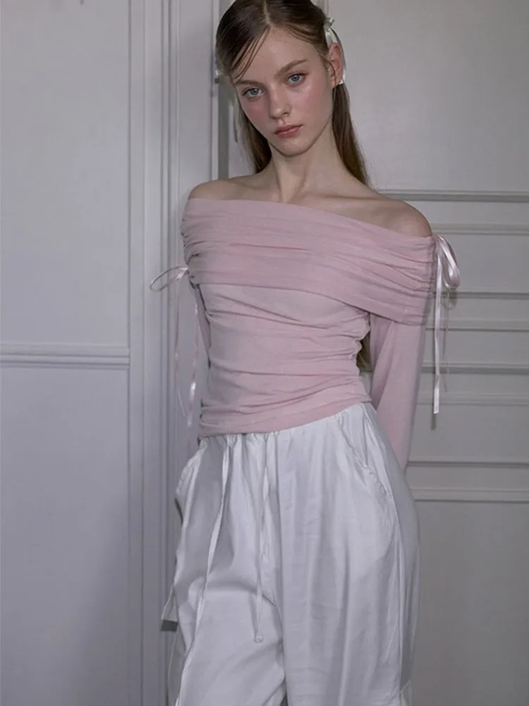 Ethereal Ribbon Off-Shoulder Top