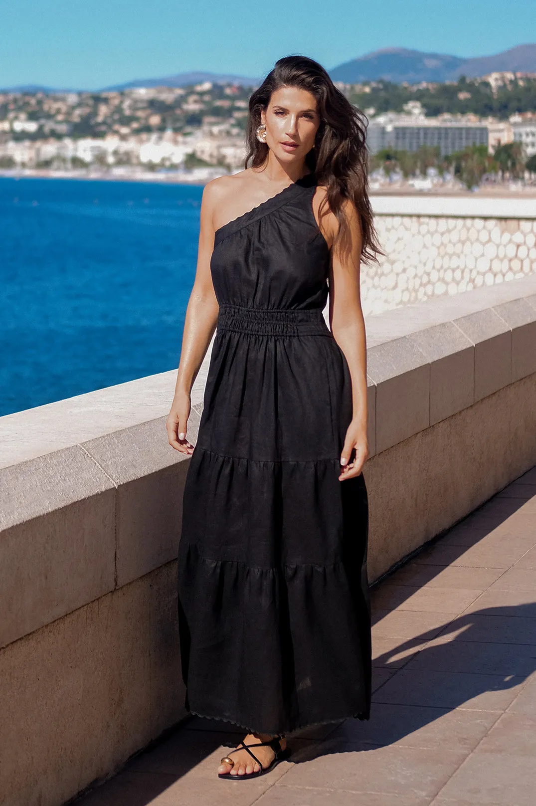 EVE ONE SHOULDER LINEN DRESS