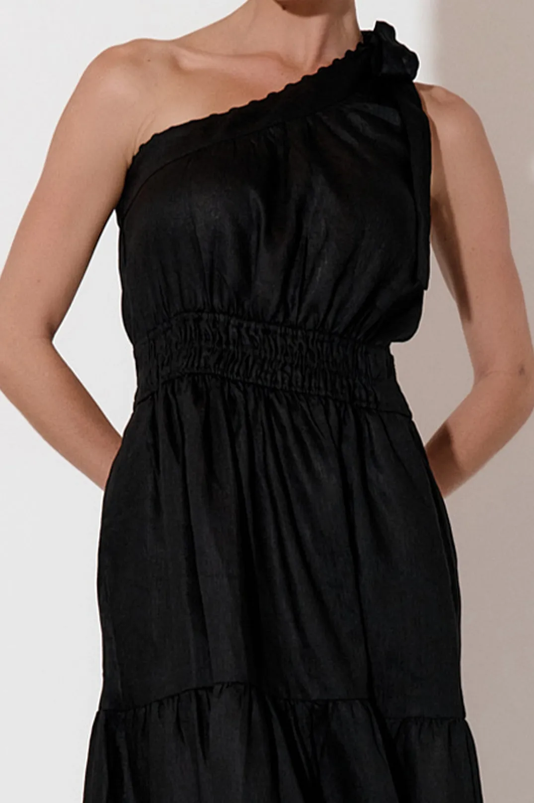 EVE ONE SHOULDER LINEN DRESS