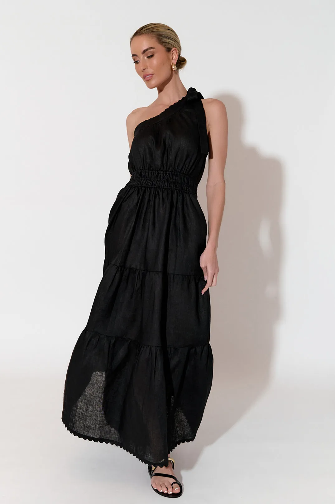 EVE ONE SHOULDER LINEN DRESS