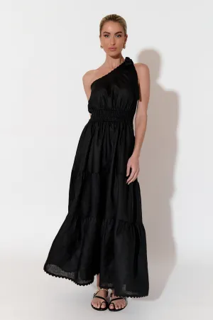 EVE ONE SHOULDER LINEN DRESS