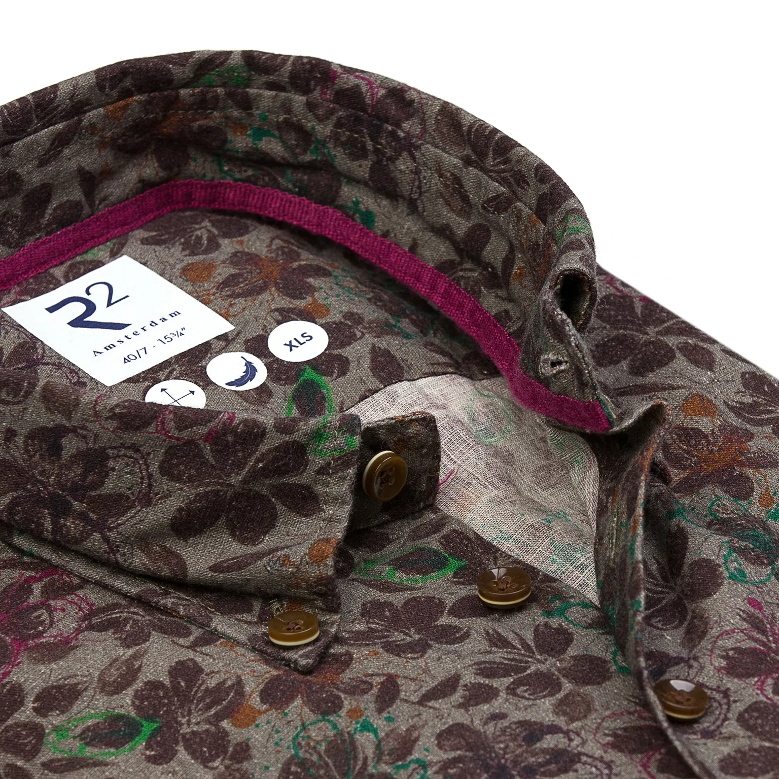 Extra long sleeves. Floral print linen blend shirt