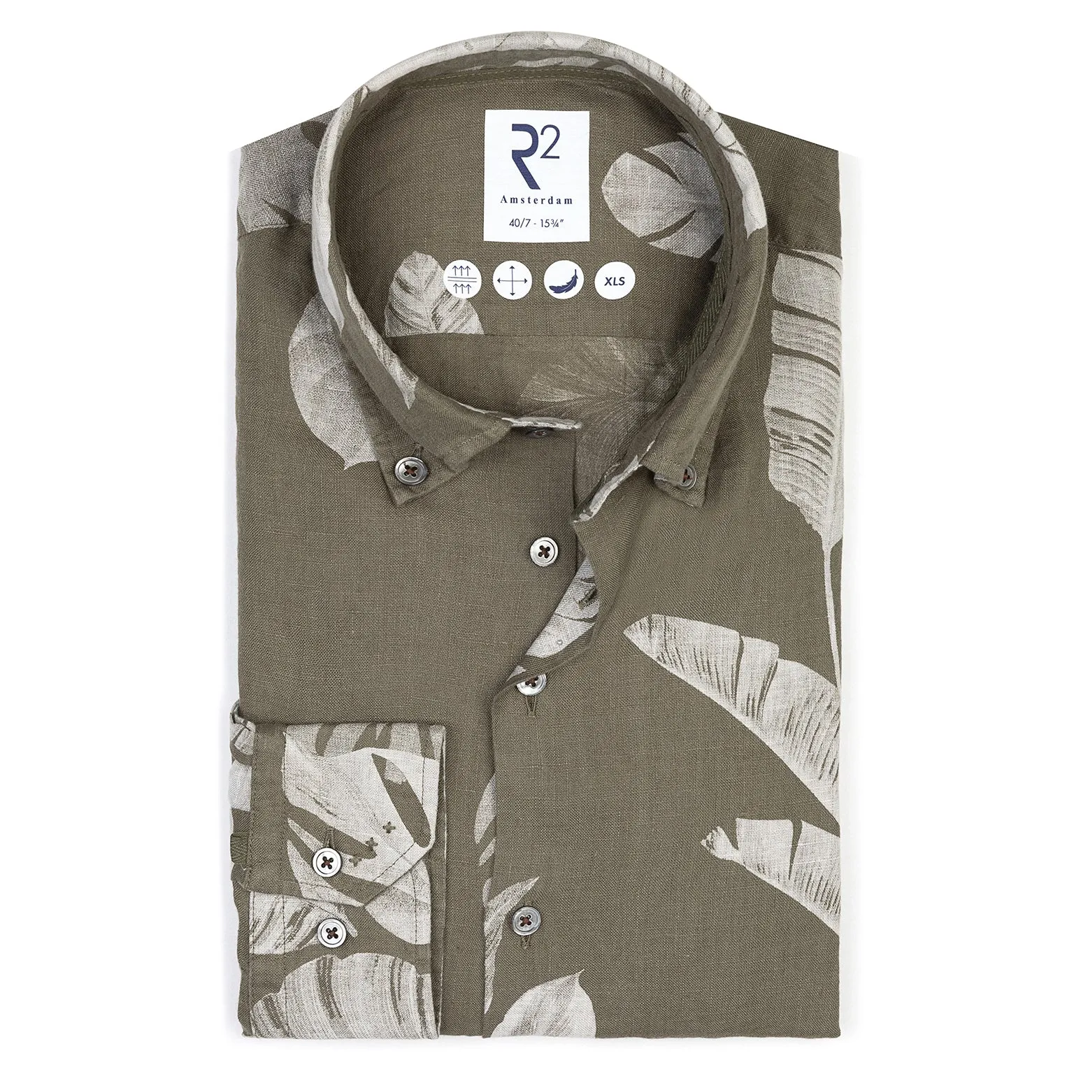Extra long sleeves. Floral print linen shirt