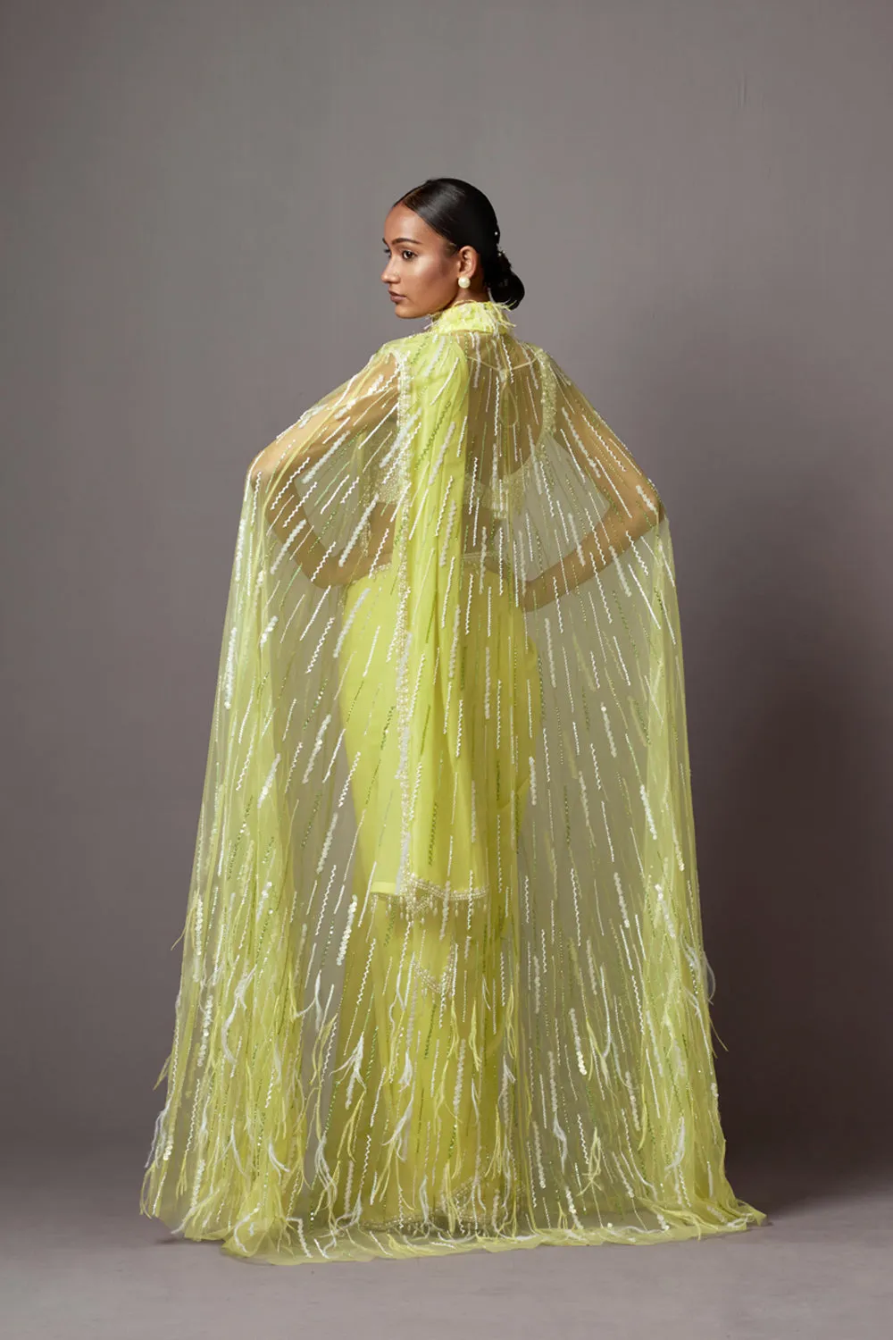 Feather Cape Saree