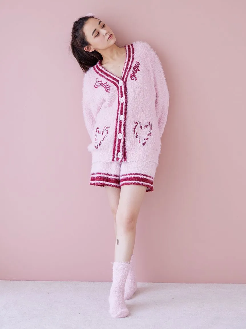 Feather Cardigan & Shorts Loungewear Set