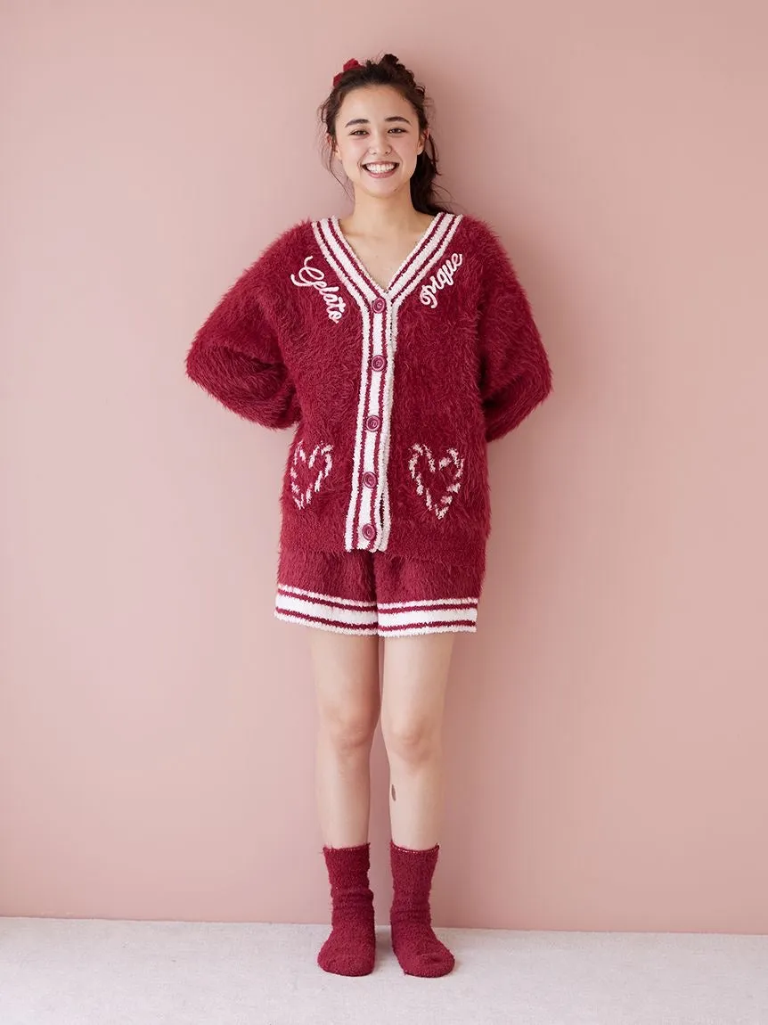Feather Cardigan & Shorts Loungewear Set