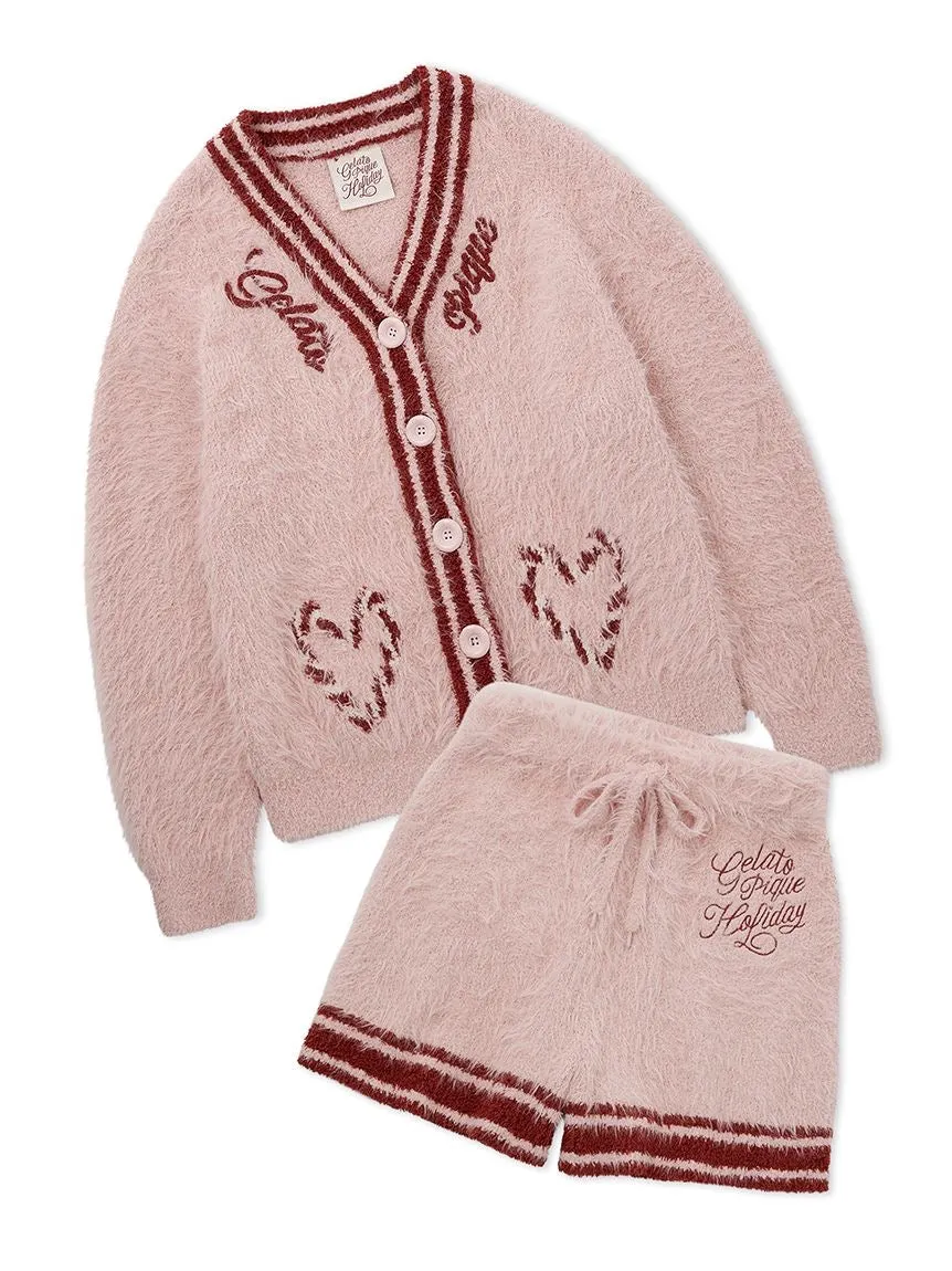 Feather Cardigan & Shorts Loungewear Set