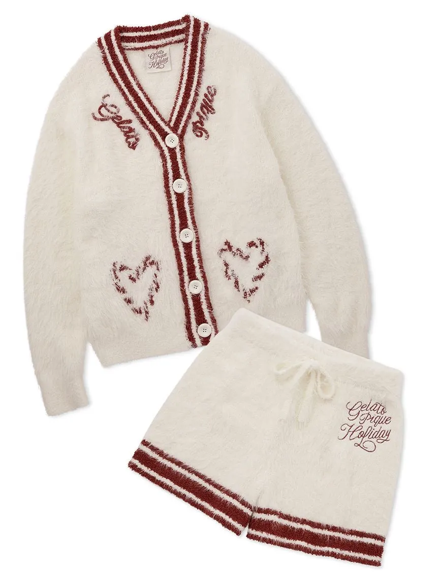 Feather Cardigan & Shorts Loungewear Set
