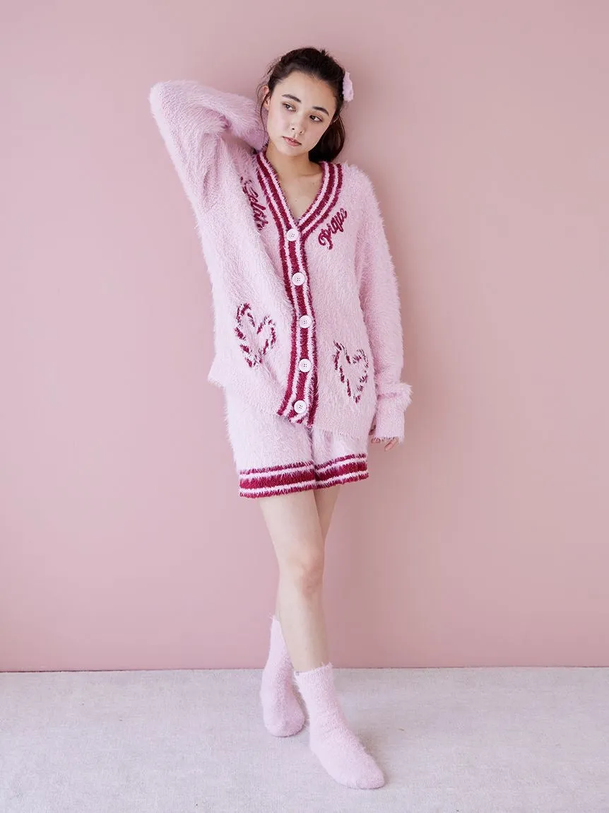 Feather Cardigan & Shorts Loungewear Set