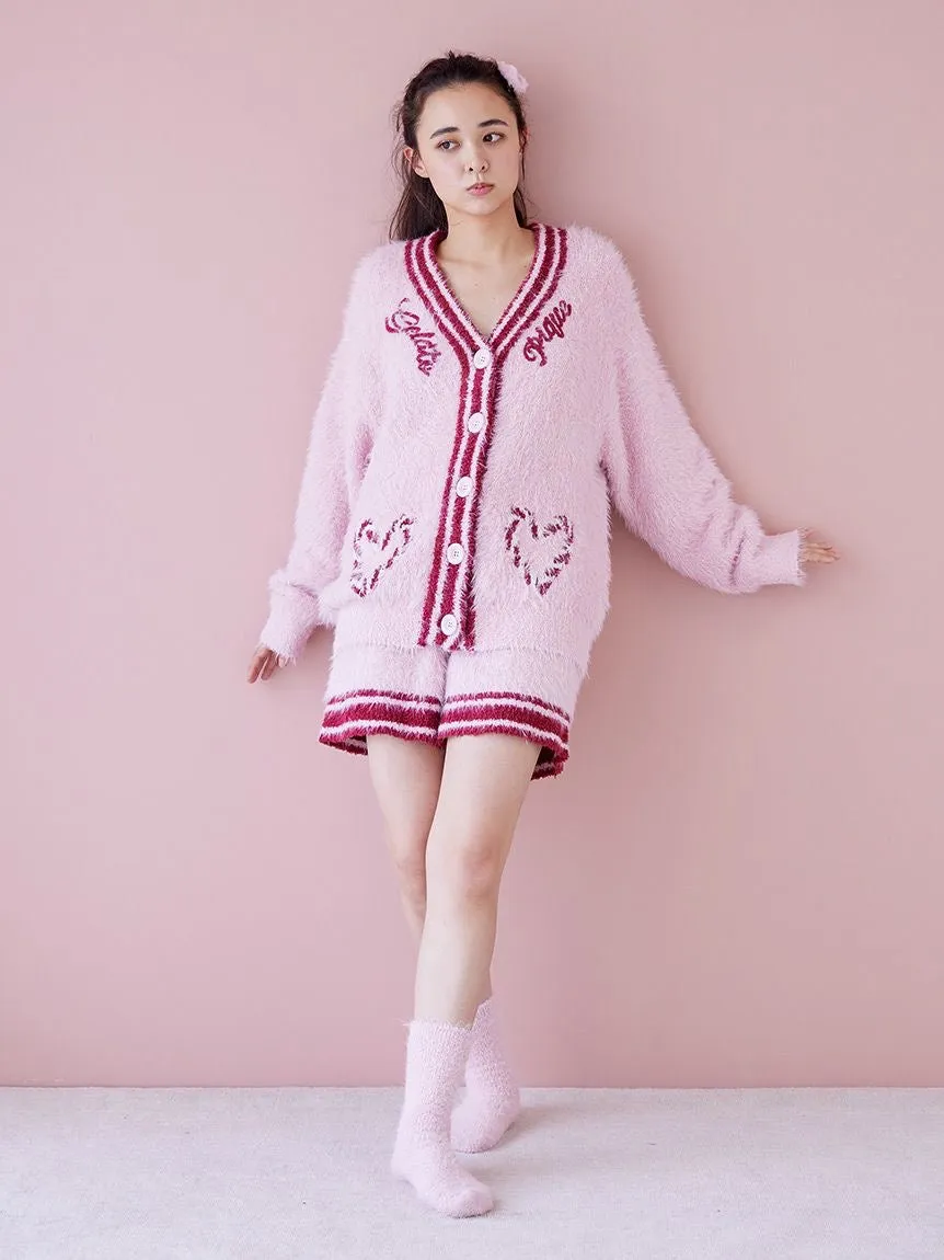 Feather Cardigan & Shorts Loungewear Set
