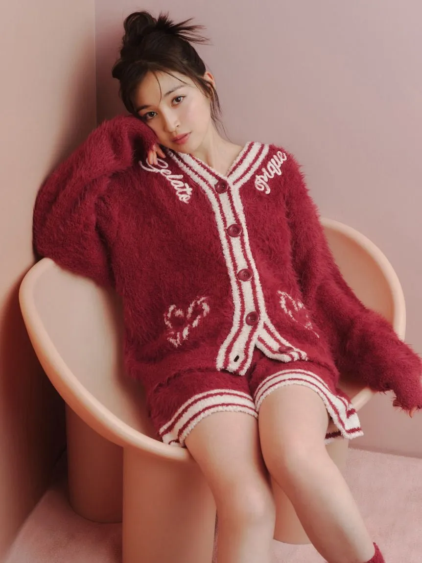 Feather Cardigan & Shorts Loungewear Set