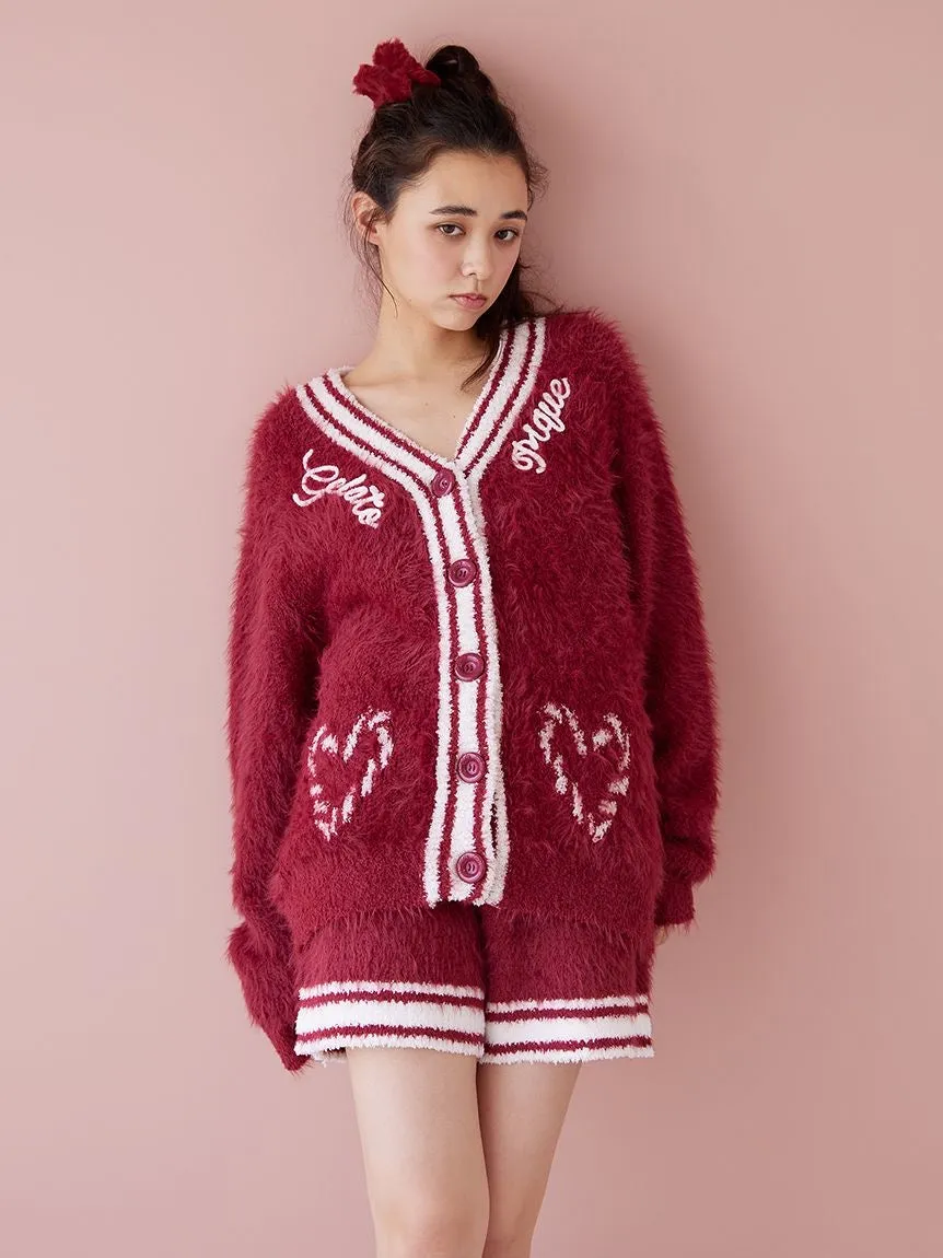 Feather Cardigan & Shorts Loungewear Set