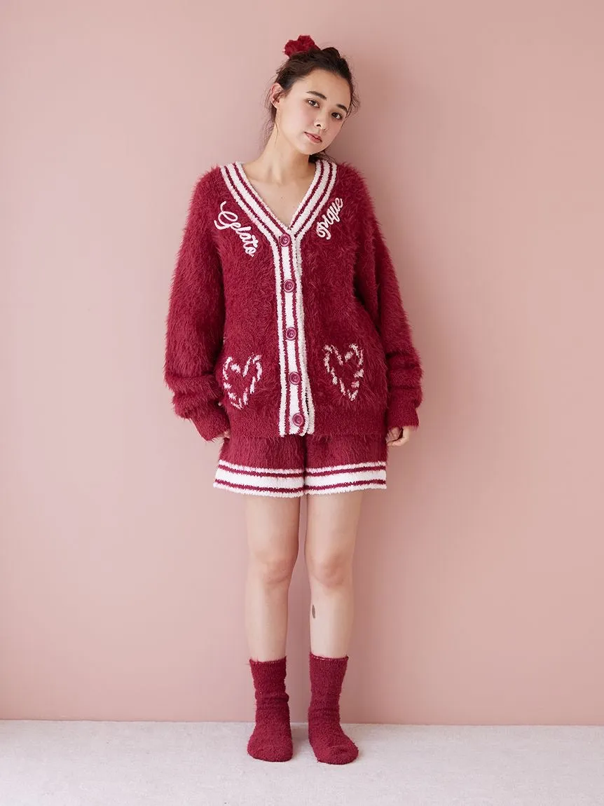 Feather Cardigan & Shorts Loungewear Set