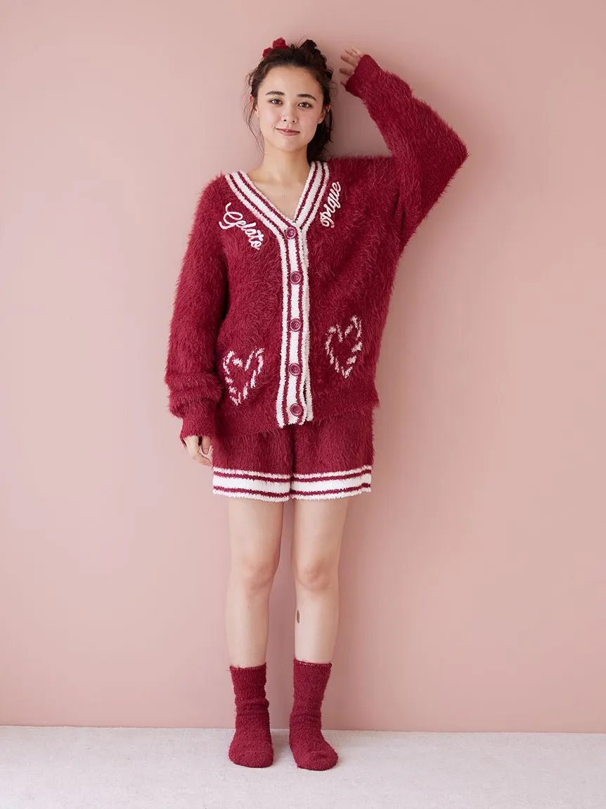 Feather Cardigan & Shorts Loungewear Set