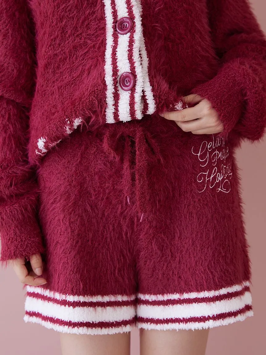 Feather Cardigan & Shorts Loungewear Set