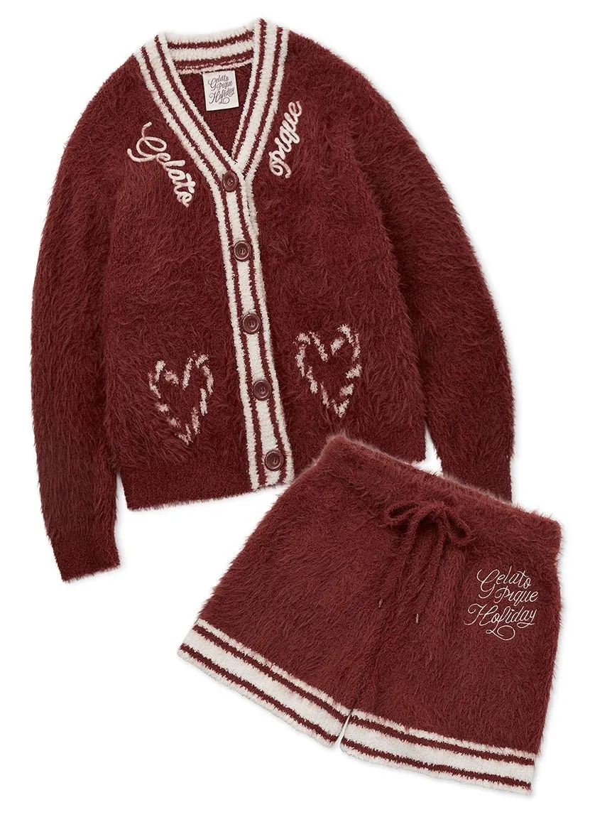 Feather Cardigan & Shorts Loungewear Set