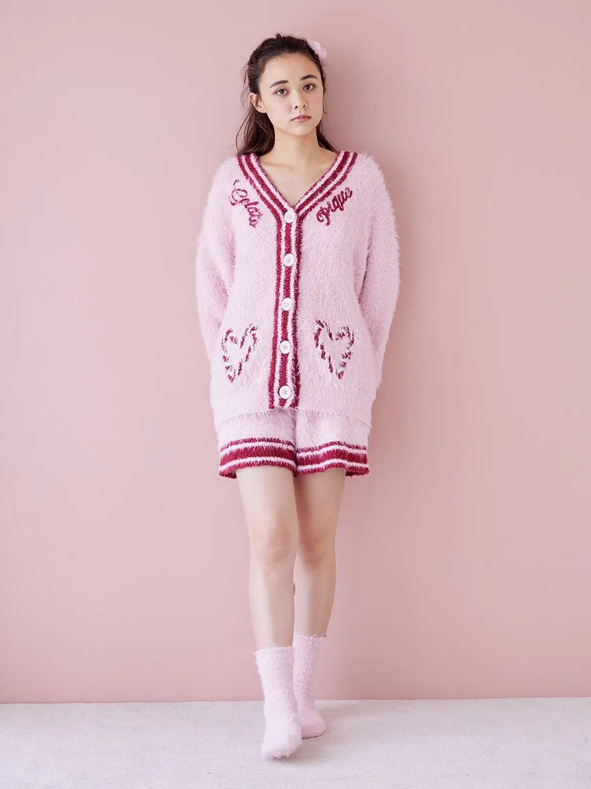 Feather Cardigan & Shorts Loungewear Set